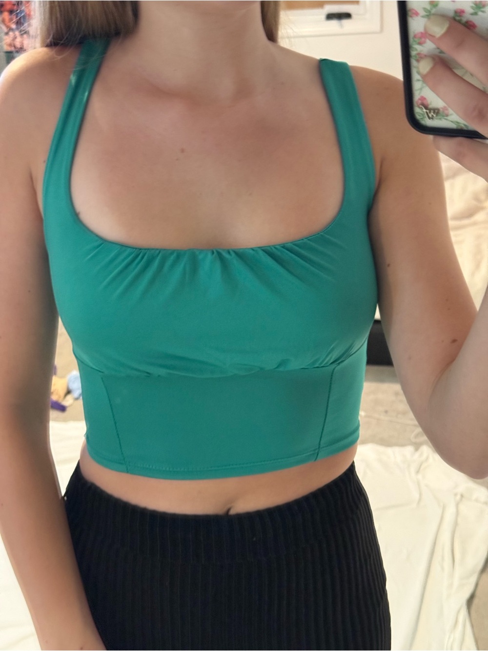 Square-Neck Crop Tank Top in Teal